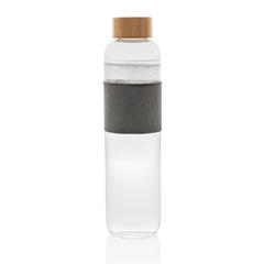 Vue Bouteille en verre avec couvercle en bambou Impact de couleur gris| Krokrodeal
