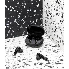 Vue Oreillettes TWS en plastique recyclé RCS de couleur noir| Krokrodeal