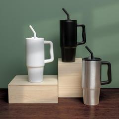 Vue Mug 900ml en acier inoxydable recyclé Embrace RCS de couleur gris| Krokrodeal