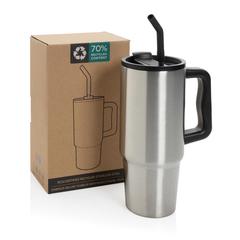 Vue Mug 900ml en acier inoxydable recyclé Embrace RCS de couleur gris| Krokrodeal