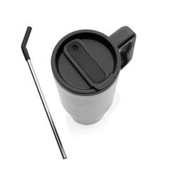 Vue Mug 900ml en acier inoxydable recyclé Embrace RCS de couleur gris| Krokrodeal