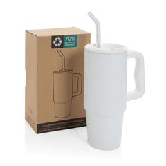 Vue Mug 900ml en acier inoxydable recyclé Embrace RCS de couleur blanc| Krokrodeal