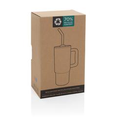 Vue Mug 900ml en acier inoxydable recyclé Embrace RCS de couleur blanc| Krokrodeal
