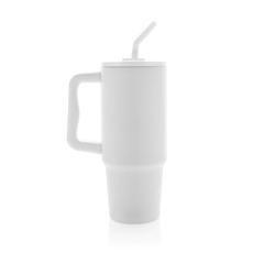 Vue Mug 900ml en acier inoxydable recyclé Embrace RCS de couleur blanc| Krokrodeal