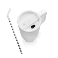 Vue Mug 900ml en acier inoxydable recyclé Embrace RCS de couleur blanc| Krokrodeal
