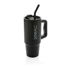 Vue Mug 900ml en acier inoxydable recyclé Embrace RCS de couleur noir| Krokrodeal
