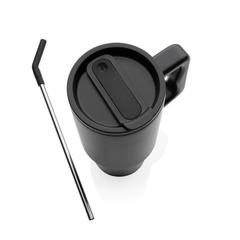 Vue Mug 900ml en acier inoxydable recyclé Embrace RCS de couleur noir| Krokrodeal