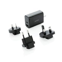 Vue Chargeur USB de Voyage Philips, USB 30W Ultra Rapide de couleur noir| Krokrodeal