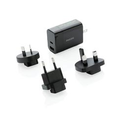 Vue Chargeur USB de Voyage Philips, USB 30W Ultra Rapide de couleur noir| Krokrodeal