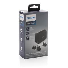 Vue Chargeur USB de Voyage Philips, USB 30W Ultra Rapide de couleur noir| Krokrodeal