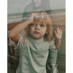 Vue T-shirt pour enfants en coton recyclé Iqoniq Koli de couleur gris| Krokrodeal