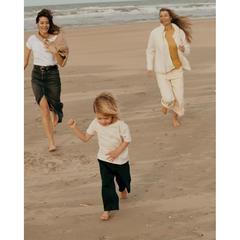 Vue T-shirt pour enfants en coton recyclé Iqoniq Koli de couleur beige| Krokrodeal