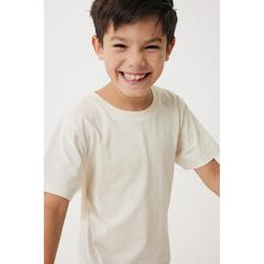 Vue T-shirt pour enfants en coton recyclé Iqoniq Koli de couleur beige| Krokrodeal
