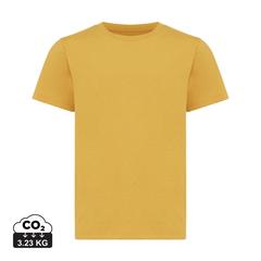 Vue T-shirt pour enfants en coton recyclé Iqoniq Koli de couleur jaune| Krokrodeal