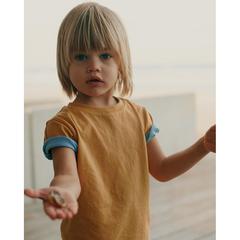 Vue T-shirt pour enfants en coton recyclé Iqoniq Koli de couleur jaune| Krokrodeal