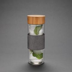 Vue Bouteille à double paroi en verre Impact de couleur gris| Krokrodeal