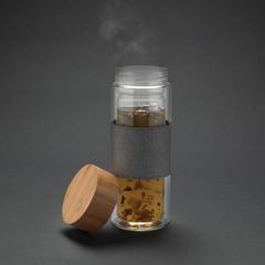 Vue Bouteille à double paroi en verre Impact de couleur gris| Krokrodeal