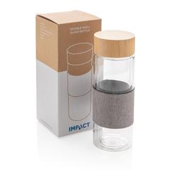 Vue Bouteille à double paroi en verre Impact de couleur gris| Krokrodeal