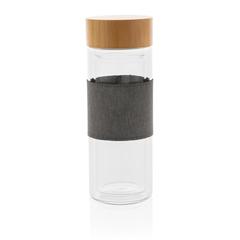 Vue Bouteille à double paroi en verre Impact de couleur gris| Krokrodeal