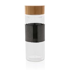 Vue Bouteille à double paroi en verre Impact de couleur gris| Krokrodeal