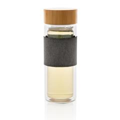Vue Bouteille à double paroi en verre Impact de couleur gris| Krokrodeal
