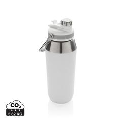 Vue Bouteille isotherme 1L avec bouchon double fonction de couleur blanc| Krokrodeal