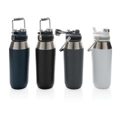 Vue Bouteille isotherme 1L avec bouchon double fonction de couleur blanc| Krokrodeal