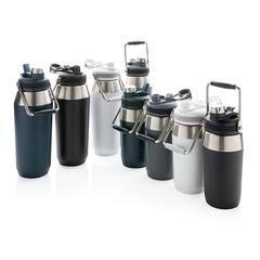 Vue Bouteille isotherme 1L avec bouchon double fonction de couleur blanc| Krokrodeal