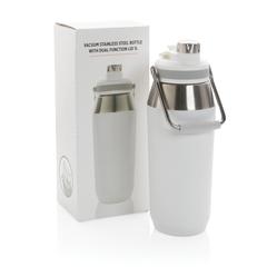 Vue Bouteille isotherme 1L avec bouchon double fonction de couleur blanc| Krokrodeal