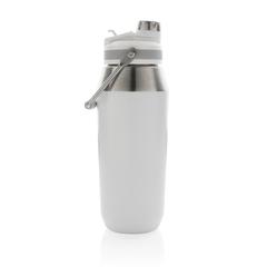 Vue Bouteille isotherme 1L avec bouchon double fonction de couleur blanc| Krokrodeal
