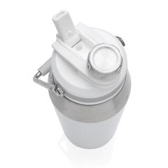 Vue Bouteille isotherme 1L avec bouchon double fonction de couleur blanc| Krokrodeal