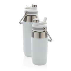 Vue Bouteille isotherme 1L avec bouchon double fonction de couleur blanc| Krokrodeal