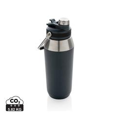 Vue Bouteille isotherme 1L avec bouchon double fonction de couleur bleu| Krokrodeal