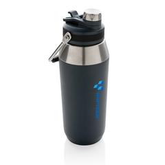 Vue Bouteille isotherme 1L avec bouchon double fonction de couleur bleu| Krokrodeal