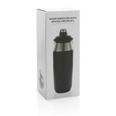Vue Bouteille isotherme 1L avec bouchon double fonction de couleur noir| Krokrodeal