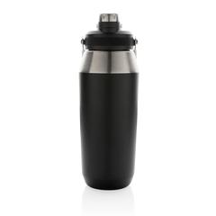 Vue Bouteille isotherme 1L avec bouchon double fonction de couleur noir| Krokrodeal