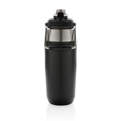 Vue Bouteille isotherme 1L avec bouchon double fonction de couleur noir| Krokrodeal