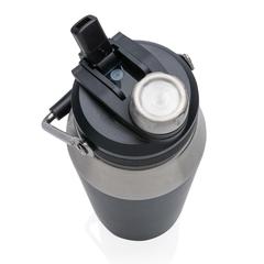 Vue Bouteille isotherme 1L avec bouchon double fonction de couleur noir| Krokrodeal