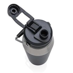 Vue Bouteille isotherme 1L avec bouchon double fonction de couleur noir| Krokrodeal