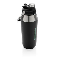 Vue Bouteille isotherme 1L avec bouchon double fonction de couleur noir| Krokrodeal