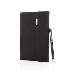 Vue Set carnets de notes A5 et stylo Swiss Peak de couleur noir| Krokrodeal