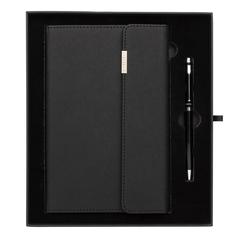 Vue Set carnets de notes A5 et stylo Swiss Peak de couleur noir| Krokrodeal