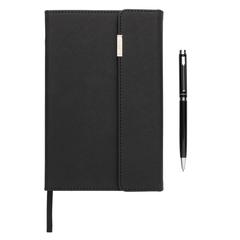 Vue Set carnets de notes A5 et stylo Swiss Peak de couleur noir| Krokrodeal