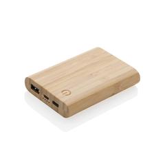 Vue Batterie de secours 5000 mAh en bambou de couleur marron| Krokrodeal