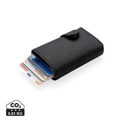 Vue Porte-cartes anti RFID en aluminium et PU de couleur noir| Krokrodeal