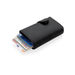 Vue Porte-cartes anti RFID en aluminium et PU de couleur noir| Krokrodeal