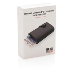 Vue Porte-cartes anti RFID en aluminium et PU de couleur noir| Krokrodeal