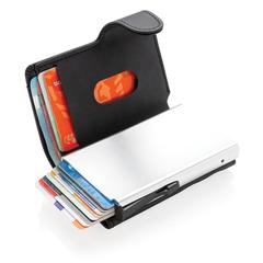 Vue Porte-cartes anti RFID en aluminium et PU de couleur noir| Krokrodeal