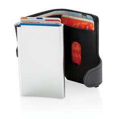 Vue Porte-cartes anti RFID en aluminium et PU de couleur noir| Krokrodeal
