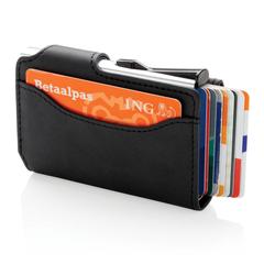 Vue Porte-cartes anti RFID en aluminium et PU de couleur noir| Krokrodeal
